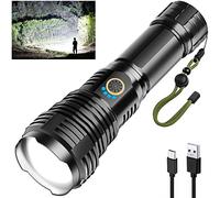 Rechargeable Led Flashlights, 100000 High Lumens Flashlight, XHP70.2 Brightest Tactical Flashlight with Zoomable, 5 Modes, IPX7 Waterproof Super Bright Flashlight for Camping, Hiking, Emergencies