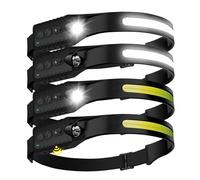 Rechargeable LED Headlamp 4-Pack, 500 Lumens, USB-C, IPX4 Waterproof, 5 Modes, Lightweight Adjustable Headlight - Long Runtime & Wide Beam for Running, Camping, Hiking, Fishing, Home Repairs, Gift