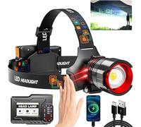 Rechargeable LED Headlamp 99000 High Lumens, Super Bright with 12 Modes & IPX7 Level Waterproof USB Rechargeable Zoom Headlamp, 125° Adjustable for Outdoor Camping, Running, Cycling, Climbing, Home