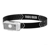 Rechargeable LED Headlamp with Type-C Fast Charging, 1200mAh Battery, Infrared Motion Sensor, 5 Light Modes, Waterproof Lightweight Design for Night Fishing Camping Hiking(White)