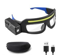 Rechargeable LED Headlight Glasses with Motion Sensor - USB-C Smart Safety Eyewear, 5 Light Modes, 500 Lumens, IPX4 Waterproof -(Blue)