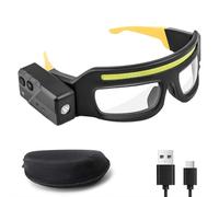 Rechargeable LED Headlight Glasses with Motion Sensor - USB-C Smart Safety Eyewear, 5 Light Modes, 500 Lumens, IPX4 Waterproof -Yellow (Yellow)