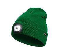 Rechargeable LED Lighted Beanie, Perfect Dad Gifts in Christmas, Stocking Fillers Cap with Light Hands Free Head Torch Unisex Winter Warm Knit Beanie Bird Green