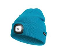 Rechargeable LED Lighted Beanie, Perfect Dad Gifts in Christmas, Stocking Fillers Cap with Light Hands Free Head Torch Unisex Winter Warm Knit Beanie Saddle Lake Blue