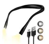 Rechargeable LED Neck Light 3 Colours 3 Brightness Levels Warm White Cool Adjustable Long Lasting Battery Eye-Friendly Hands-Free for Reading Books in Bed Knitting Camping Repairing (Black)