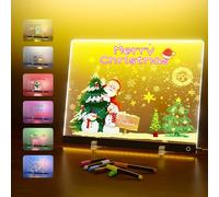 Rechargeable LED Note Board with Colors, Portable Doodle Glow, 7 Color Modes Light, Include 2 Stands, 7Markers, Cleaning Cloth, for Gift/Classroom/Office/Kids(30 * 20cm)