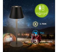 BRILONER Nano LED Table Lamp Black Rechargeable Light Dimmable Cordless 1, 5W Briloner Black