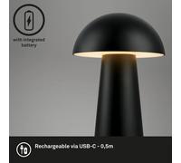 BRILONER - LED Mini Table lamp Wireless with Touch, dimmable in Steps, IP44, Bedside lamp, Reading lamp, LED lamp, Camping lamp, Table lamp, Battery lamp, Outdoor lamp, 12x19,5 cm (DxH), Black