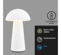 BRILONER - LED Mini Table lamp Wireless with Touch, dimmable in Steps, IP44, Bedside lamp, Reading lamp, LED lamp, Camping lamp, Table lamp, Rechargeable lamp, Outdoor lamp, 12x19,5 cm (DxH), White