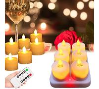 Rechargeable LED Tea Lights, 6 Piece LED Candles Flickering Flame Dimmable Remote Control Timer with Charging Base and USB Cable Candles Home Decoration for Christmas Halloween Party Family