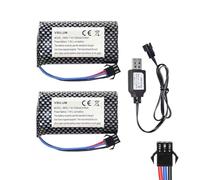 Rechargeable Li-ion Battery 7.4V 1200mAh SM-3P 3Pin Plug for Huina 1575 RC Truck DE43 DE60 RC Car MN99 MN98 MN78 SGP06 Jeep Remote Control Car Battery (Pack of 2)