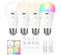Rechargeable Light Bulbs with Remote, A19 Dimmable Wireless Battery Bulb