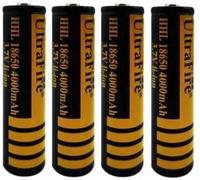 Rechargeable Lithium Battery 3.7V 4000mAh ICR Full Capacity Lasting Pointed Head Rechargeable Rechargeable Battery For LED Flashlight, Headlamps, Toys, Etc. 2/4 Pieces (Black + Yellow) (4 Pcs),2 Pack