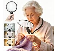 Rechargeable Magnifying Glass with Light for Reading, 5X Large Magnifer Neck Wearable, Hands Free & Handheld Lighted Desk Magnifying Glasses for Seniors Low Vision Crafts Close Work Hobbies