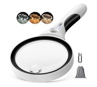 Rechargeable Magnifying Glass with Light - Recant Illuminated Magnifier Handheld Lighted Magnifying Glasses with 18LED Cold & Warm Light 3 Modes for Seniors Reading Close Work