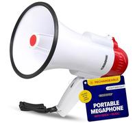 Rechargeable Megaphone Bullhorn Speaker, 1000 Yard Voice Range, Lightweight Mini Blow Horn, Loud Mega Phone With Siren & Music, Bull Horn Noise Makers for Sporting, Camp Counselor, Coach Essentials