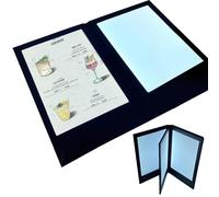 Rechargeable Menu Cover Holder, Foldable Dual Panel Illuminated Menu,For Restaurant, Bar, Hotel, Club,Fine Dining, Customizable(Page 2,A4)