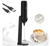 Rechargeable Milk Frother Handheld USB Type-C, Powerful Electric Foam Maker with Stand, Mini Drink Mixer for Coffee Latte, Cappuccino, Mocha, Macchiato, Frappe and Protein Powder