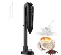 Rechargeable Milk frother Handheld with Foldable Integrated Charging Stand-Mixer with Double Layer Head-Electric Whisk Foam Maker for Coffee, Lattes, Cappuccino,Matcha, Hot Chocolate Tea with Milk.
