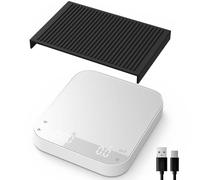 Rechargeable Mini Coffee Scale with Timer, Diyife 0.1g/3kg High Precision Electronic Digital Espresso Scale with HD LED Display, Portable Analytical Lab Balance for Labs, Jewellers, Gold, Food, White