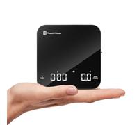 Rechargeable Mini Coffee Scale with Timer, Maestri House Espresso Scale, 2kg/0.1g Accurate Scale for Espresso and Pour-Over Coffee, Portable Digital Kitchen Scale with Automatic Timing（Black&Silver）