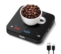 Rechargeable Mini Coffee Scales with Timer, Diyife Upgraded 0.1g/2kg High Precision Digital Coffee Weighing Scales with Triple Display Screen | 4 Brewing Modes for Espresso & Pour Over, Auto Timing