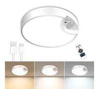 Rechargeable Motion Sensor Ceiling Light with Remote, 7.5-inch Wireless LED Battery Powered Pir Light, 8000mAh Battery Operated for Bathroom, Garage, Shed, Hallway, Loft
