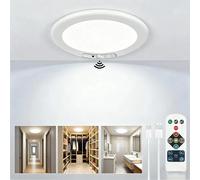 Rechargeable Motion Sensor Ceiling Light with Remote, 8000mAh Battery Operated LED Ceiling Lamp, Wireless Magnetic Light with 3 Color Temperatures & Timer, Dimmable for Bathroom, Garage, Shed, 2 Pack