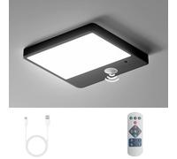 Rechargeable Motion Sensor Ceiling Light with Remote, Cordless Bathroom Ceiling Lamp Battery Powered, Dimmable Battery Operated Sensor/Wall Lights 3000/4000/6000K Magnetic for Shed Porch Garage Loft