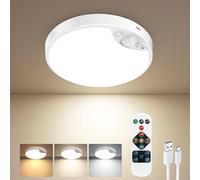 Rechargeable Motion Sensor Light Indoor, 10000mAh Battery Operated Ceiling Light with Remote, Magnetic Wireless LED Bettery Powered Stick On Lights for Garage Shed Loft Hallway Stairs Shower Outdoor