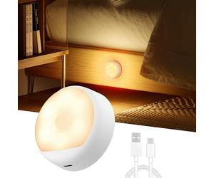 Rechargeable Motion Sensor Night Light, 2700K Warm Closet Light with Auto Dusk to Dawn & 120° Detection, 750mAh 180-Day Battery, USB-C Charging for Wardrobe, Kitchen, Stairs, Bedroom, Hallway（Polaris）