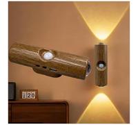 Rechargeable Motion Sensor Night Light, Wireless Magnetic LED Closet Light with 3/7 Color Changing, USB Rechargeable, Slim Motion Activated Ambient Light (Brown,3 Colors)