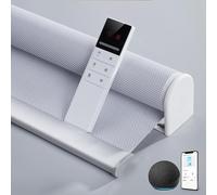 Rechargeable Motorized Half Blackout Blinds - Custom Size Grey Fabric Shades for Home & Office, 120x200cm - Easy Install, Smart Home Solution