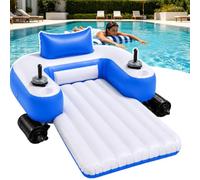 Rechargeable Motorized Pool Float, Inflatable Pool Lounger for Adults with 5200mAh Battery, Joystick Control, Backrest, Cup Holder, 330 lb Capacity for Pool Lake B