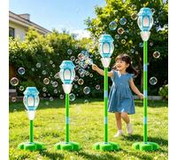 Rechargeable Music Light Bobble Maker Toy, Electric Bubble Machine Street Lamp Design with Led Light and, Outdoor Play Camping Party Festival Bubble Maker, Party Supply