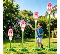 Rechargeable Music Light Bobble Maker Toy, Electric Bubble Machine Street Lamp Design with Led Light and, Outdoor Play Camping Party Festival Bubble Maker, Party Supply
