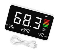 Rechargeable Noise Levels Tester Decibel Meter Desktop Sound Levels Meter with Time Temperature and Humidity Display Home Noise