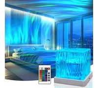 Rechargeable Northern Light Projector,16-Color Luminorthe Cube Aurora Night Light with Remote,3D Holographic Water Ripple Romantic Ambient Lighting for Shower/Bathroom/Bedroom (Cube - Northern Lights)