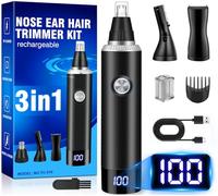 Rechargeable Nose Hair Trimmer for Men and Women, 3-in-1 Professional Painless Eyebrow and Facial Hair Trimmer, IPX7 Waterproof Nose Trimmer Men with Dual Edge Blades,Eyebrow Trimmer