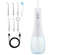 Rechargeable Oral Care Irrigator Professional Dental Waterproof Water Flosser 5-Speed Water Spray Dental Floss Cleaning Devic (White)