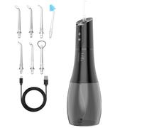 Rechargeable Oral Care Irrigator Professional Dental Waterproof Water Flosser 5-Speed Water Spray Dental Floss Cleaning Devic (Black)