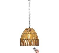 Rechargeable Outdoor Battery with Remote,Battery Operated Pendant Light No Wiring,Battery Powered Gazebo Light Rattan Hanging Lantern for Gazebo Pera Porch Patio Indoor Decor