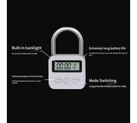 Rechargeable Padlock with LCD Display and Backlight, Electronic Timer Lock for Travel and Habit Management, USB Charging 500H Standby, Silver (Silver)