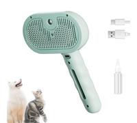 Rechargeable Pets Steam Brush, Self Cleaning Pet Grooming Brush with Wash-Free Essence, Pet Spray Hair Removal Comb Designed to Keep Their Coat Healthy and Shiny (Green)