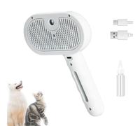 Rechargeable Pets Steam Brush, Self Cleaning Pet Grooming Brush with Wash-Free Essence, Pet Spray Hair Removal Comb Designed to Keep Their Coat Healthy and Shiny (White)