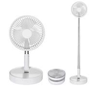 Rechargeable Portable Desk Foldaway Fan with Battery , Working Time 6~24 Hours 4 Speed settings Stretchable Quiet Floor wireless Fan for Outdoor Camping Tent Travel and Home office Personal Use,White
