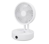 Rechargeable Portable Fan with Light and Remote Control, Compact Foldable Table Fan for Study and Travel (White)