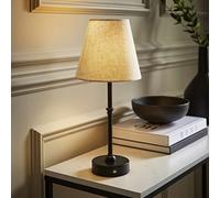 Valuelights Lowe Black Rechargeable Table Lamp With Linen Shade