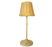 Rechargeable Rattan Desk Lamp, Woven Wicker Table Lamp Cordless with Touch Control, Portable 3-Way Dimming Battery Lamp for Farmhouse, Coastal, Outdoor Boho Decor (Beige)