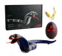 Rechargeable RC Snake Toy with IR Remote Control, Realistic Cobra Robot, Fast Moving Crawling Prank Toy for Kids, Cats, Halloween & Christmas blue